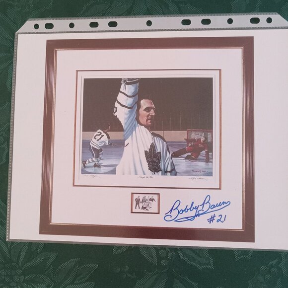 1964 Toronto Maple Leafs Bob Baun Signed Autographed Print NHL Stanley Cup Goal - Picture 1 of 2